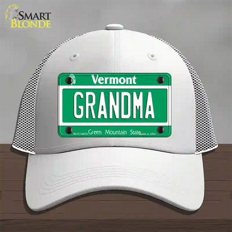 Grandma Vermont Novelty License Plate Hat Mesh / White