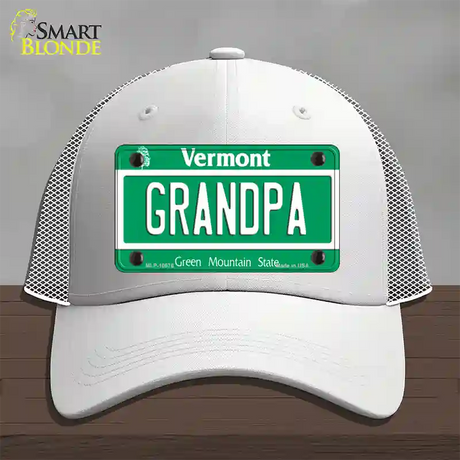 Grandpa Vermont Novelty License Plate Hat Mesh / White