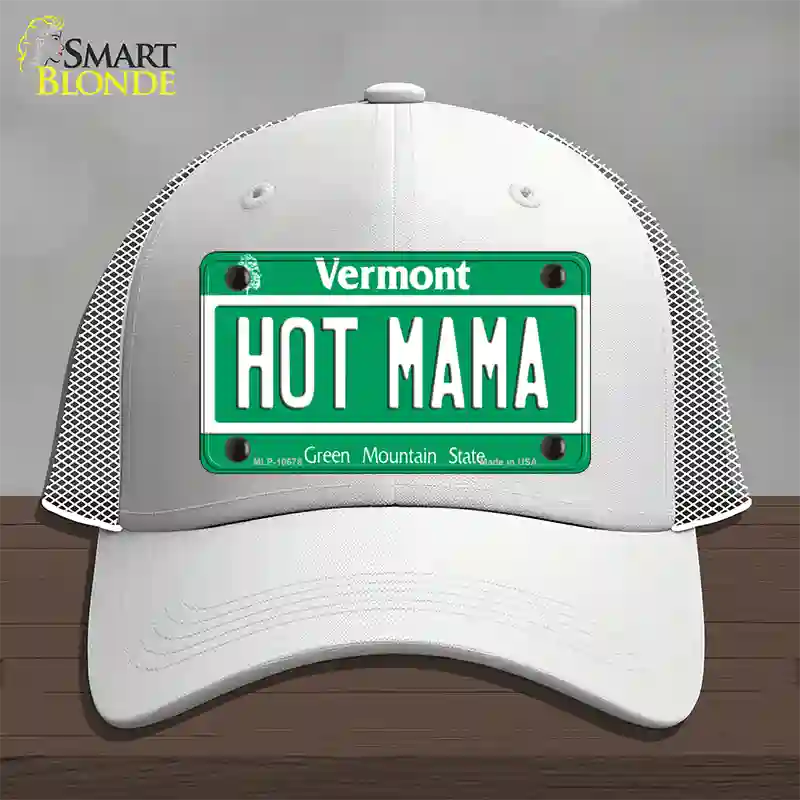 Hot Mama Vermont Novelty License Plate Hat Mesh / White