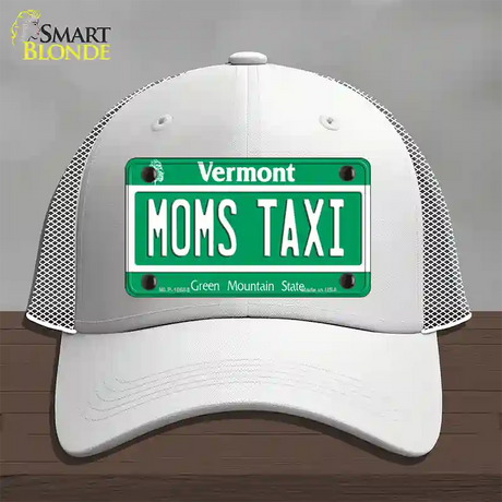 Moms Taxi Vermont Novelty License Plate Hat Mesh / White