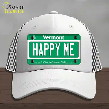 Happy Me Vermont Novelty License Plate Hat Mesh / White