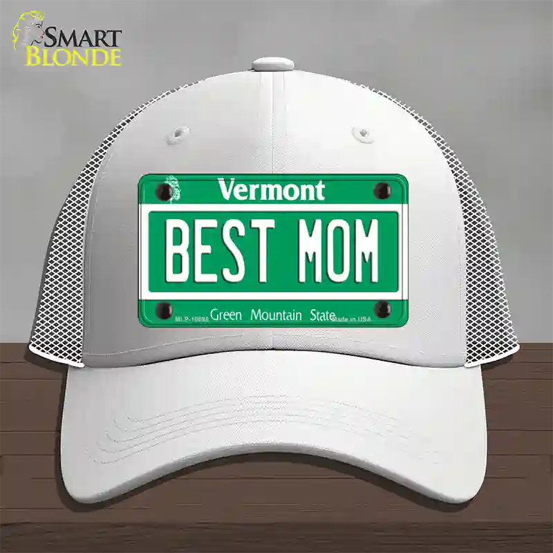 Best Mom Vermont Novelty License Plate Hat Mesh / White