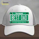 Best Dad Vermont Novelty License Plate Hat Mesh / White