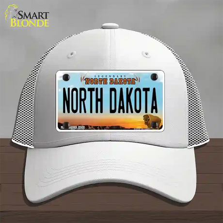 North Dakota Legendary Novelty License Plate Hat Mesh / White