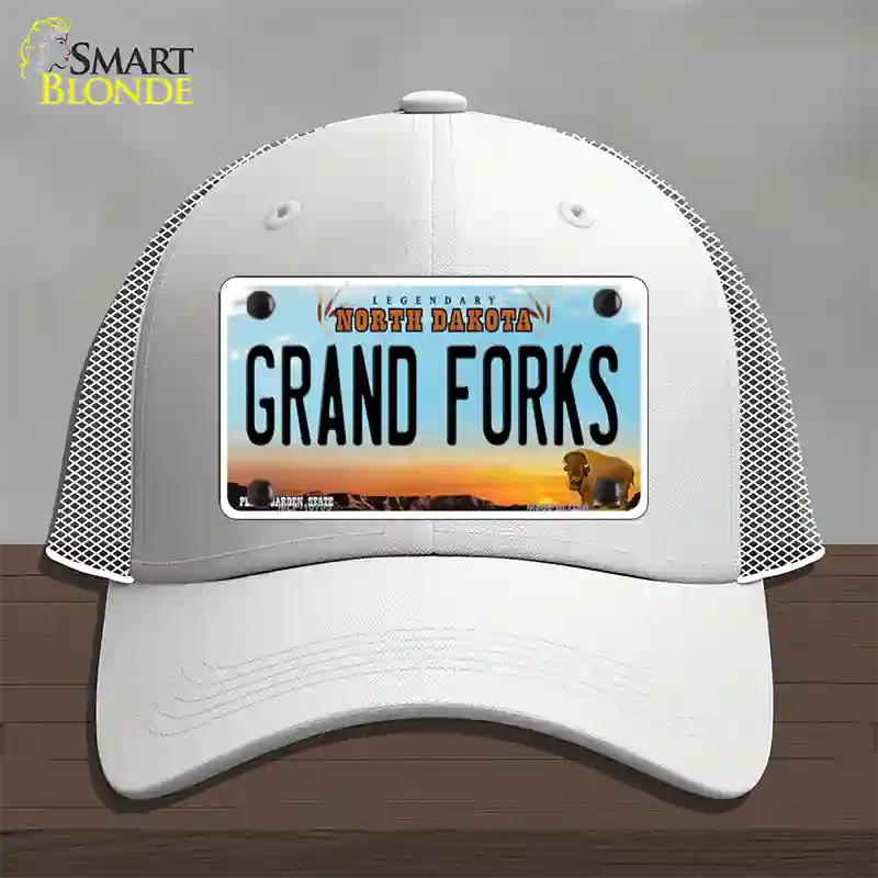 Grand Forks North Dakota Novelty License Plate Hat Mesh / White