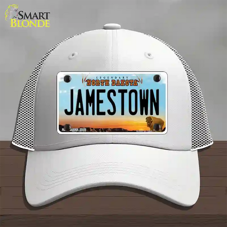 Jamestown North Dakota Novelty License Plate Hat Mesh / White