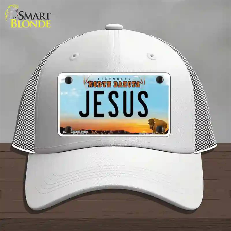 Jesus North Dakota Novelty License Plate Hat Mesh / White