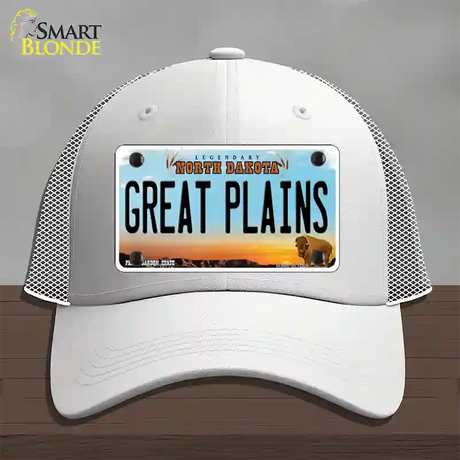 Great Plains North Dakota Novelty License Plate Hat Mesh / White