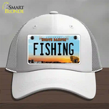 Fishing North Dakota Novelty License Plate Hat Mesh / White