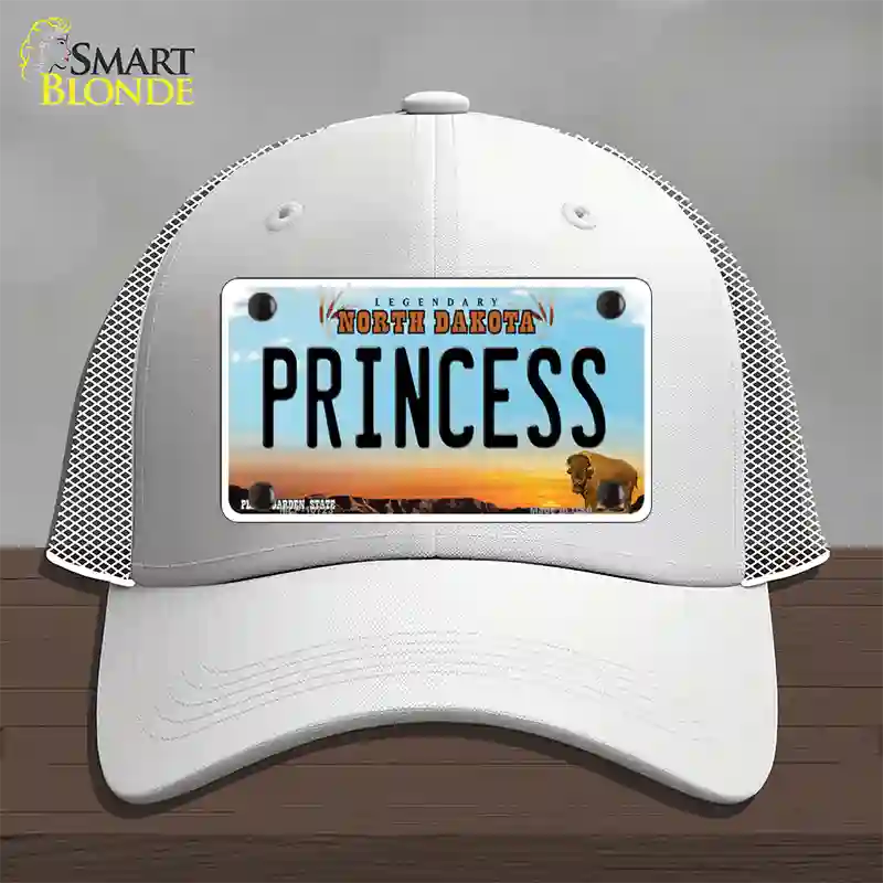 Princess North Dakota Novelty License Plate Hat Mesh / White