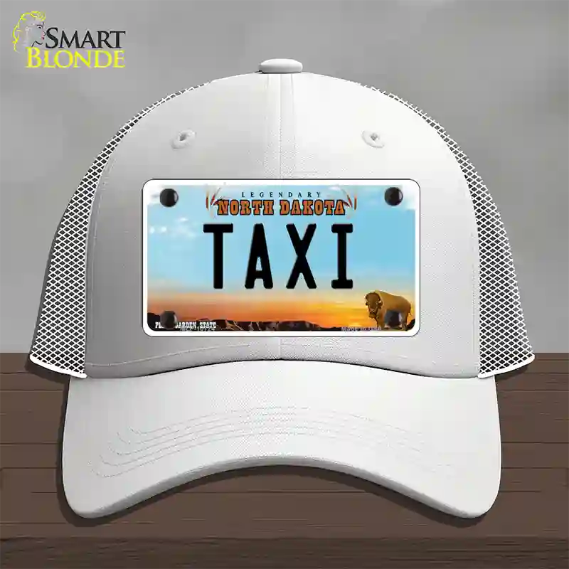 Taxi North Dakota Novelty License Plate Hat Mesh / White