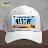 Native North Dakota Novelty License Plate Hat Mesh / White