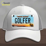 Golfer North Dakota Novelty License Plate Hat Mesh / White