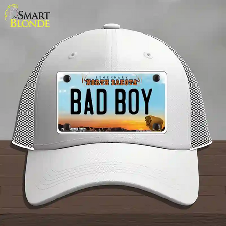 Bad Boy North Dakota Novelty License Plate Hat Mesh / White