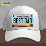 Best Dad North Dakota Novelty License Plate Hat Mesh / White