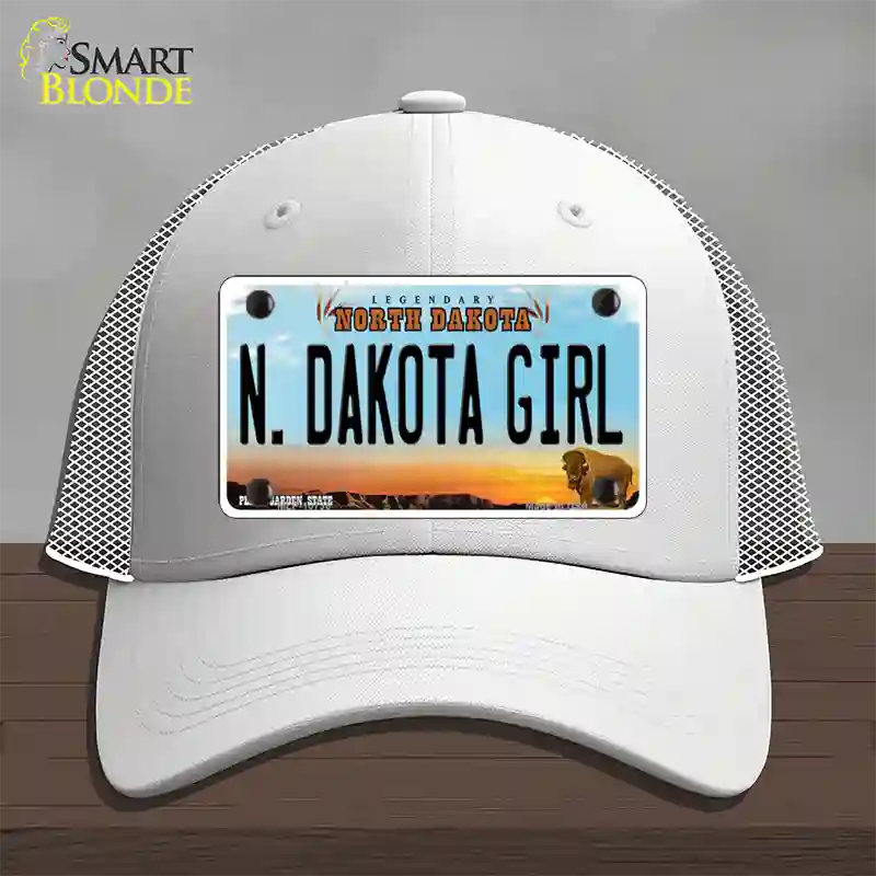 N Dakota Girl North Dakota Novelty License Plate Hat Mesh / White