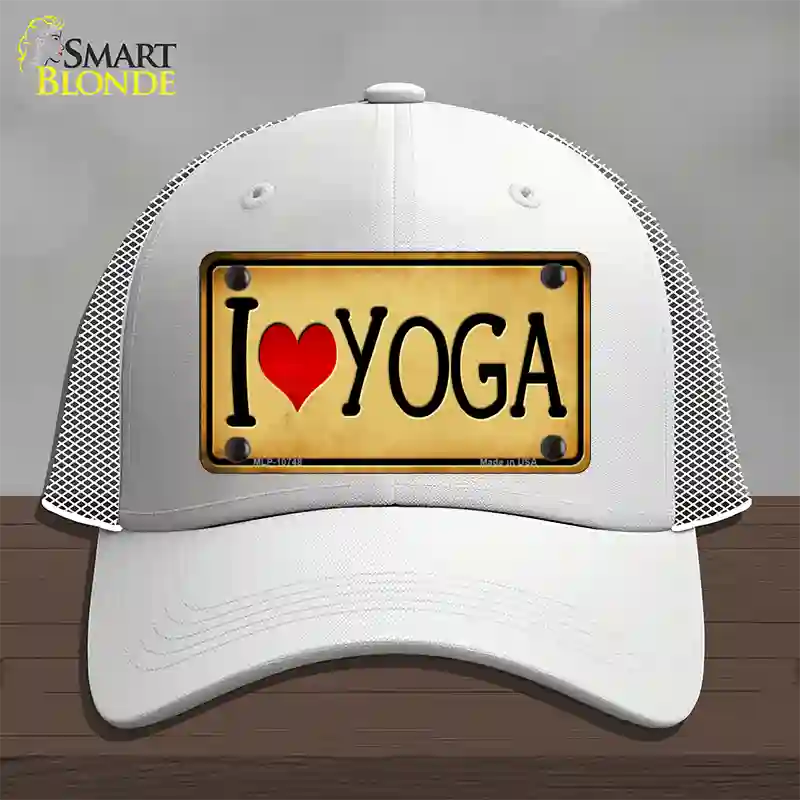 I Heart Yoga Novelty License Plate Hat Mesh / White