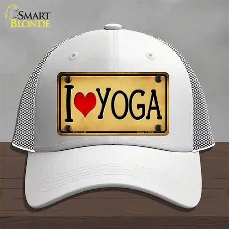 I Heart Yoga Novelty License Plate Hat Mesh / White