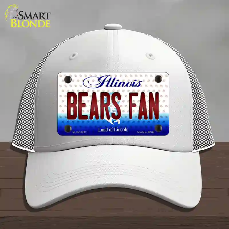 Bears Fan Illinois Novelty License Plate Hat Mesh / White