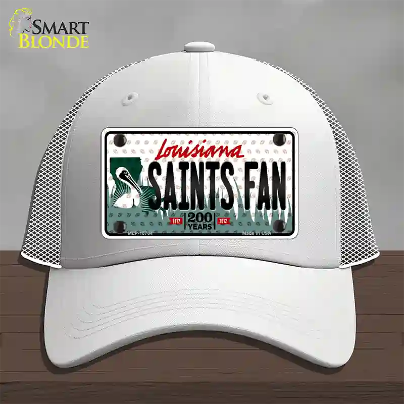 Saints Fan Louisiana Novelty License Plate Hat Mesh / White