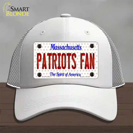 Patriots Fan Massachusetts Novelty License Plate Hat Mesh / White