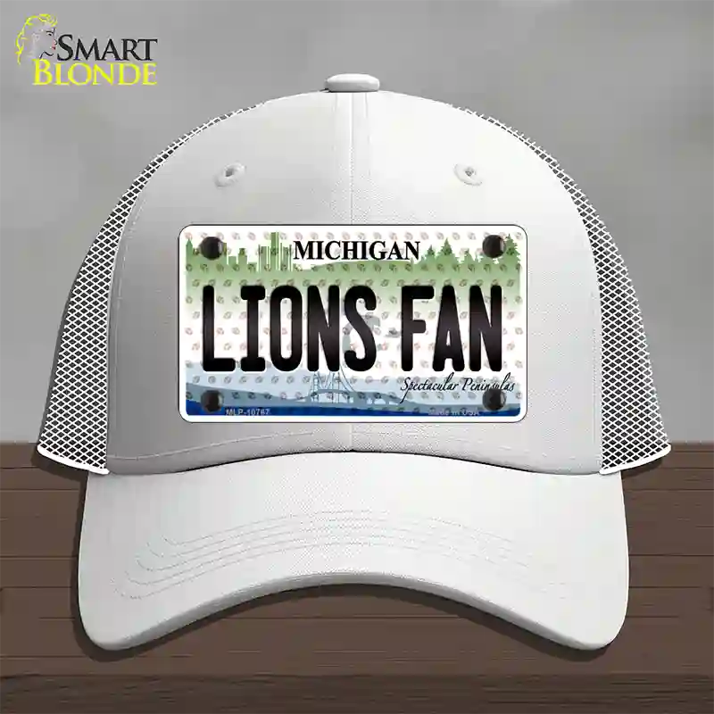 Lions Fan Michigan Novelty License Plate Hat Mesh / White