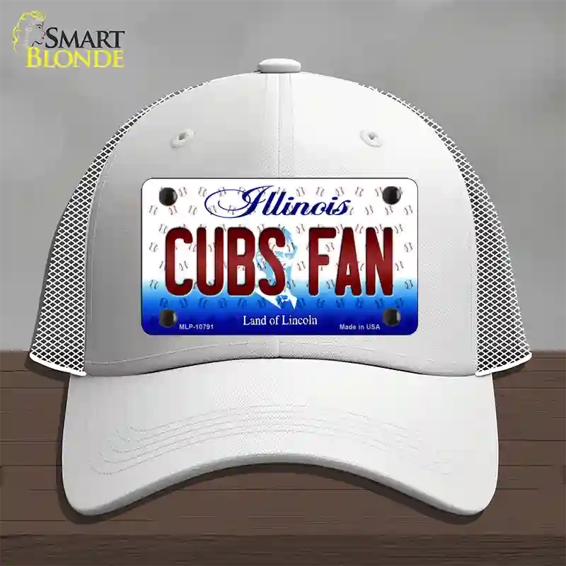 Cubs Fan Illinois Novelty License Plate Hat Mesh / White