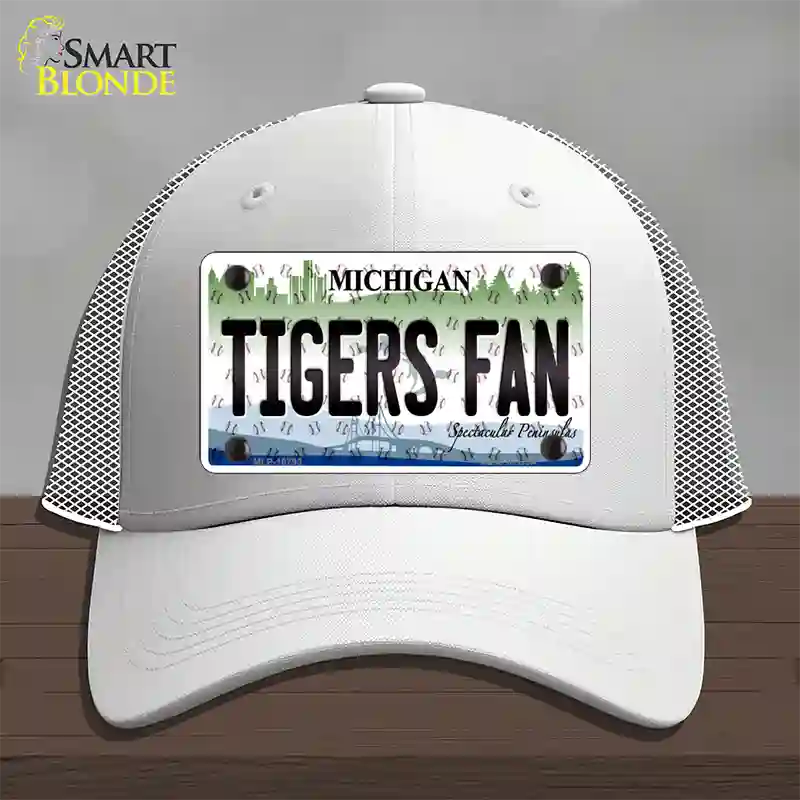 Tigers Fan Michigan Novelty License Plate Hat Mesh / White