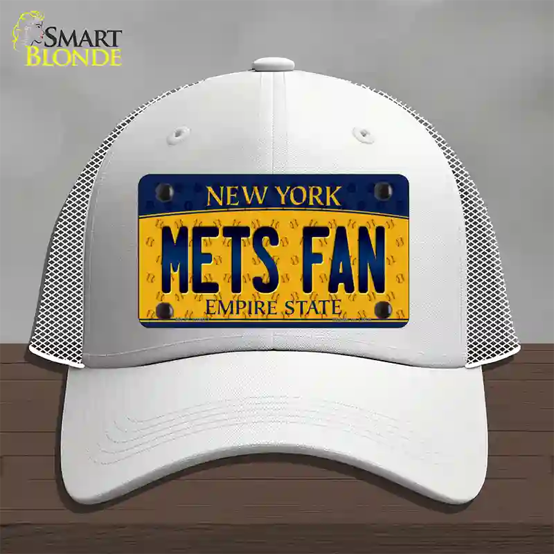 Mets Fan New York Novelty License Plate Hat Mesh / White