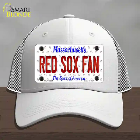 Red Sox Fan Massachusetts Novelty License Plate Hat Mesh / White