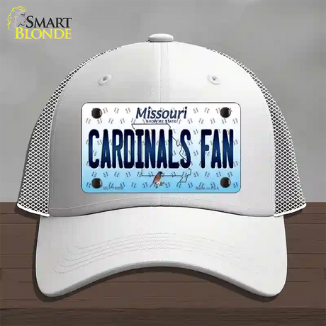 Cardinals Fan Missouri Novelty License Plate Hat Mesh / White