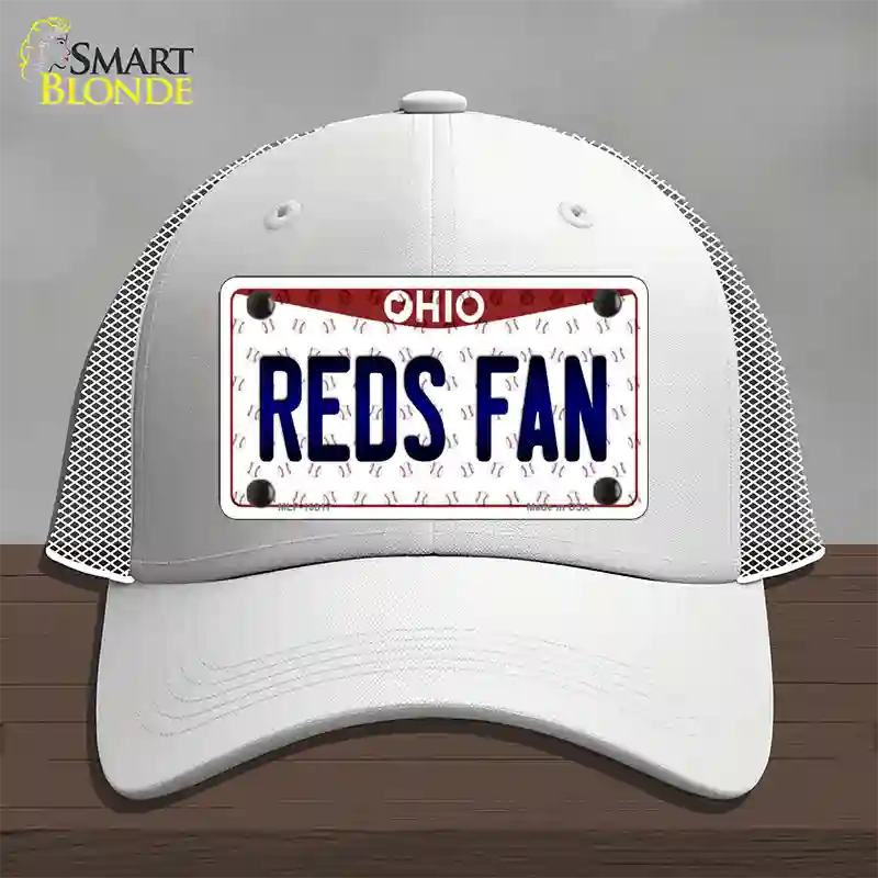 Reds Fan Ohio Novelty License Plate Hat Mesh / White