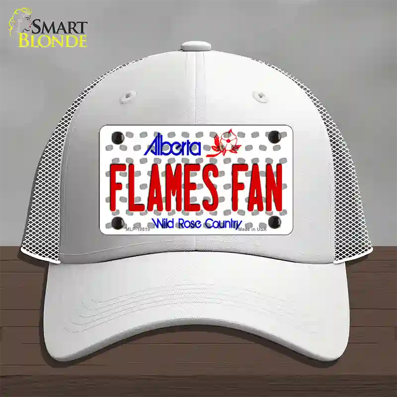 Flames Fan Alberta Novelty License Plate Hat Mesh / White