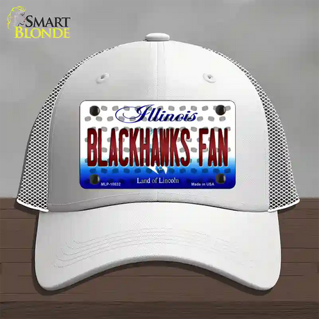 Blackhawks Fan Illinois Novelty License Plate Hat Mesh / White