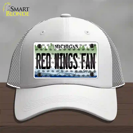 Red Wings Fan Michigan Novelty License Plate Hat Mesh / White