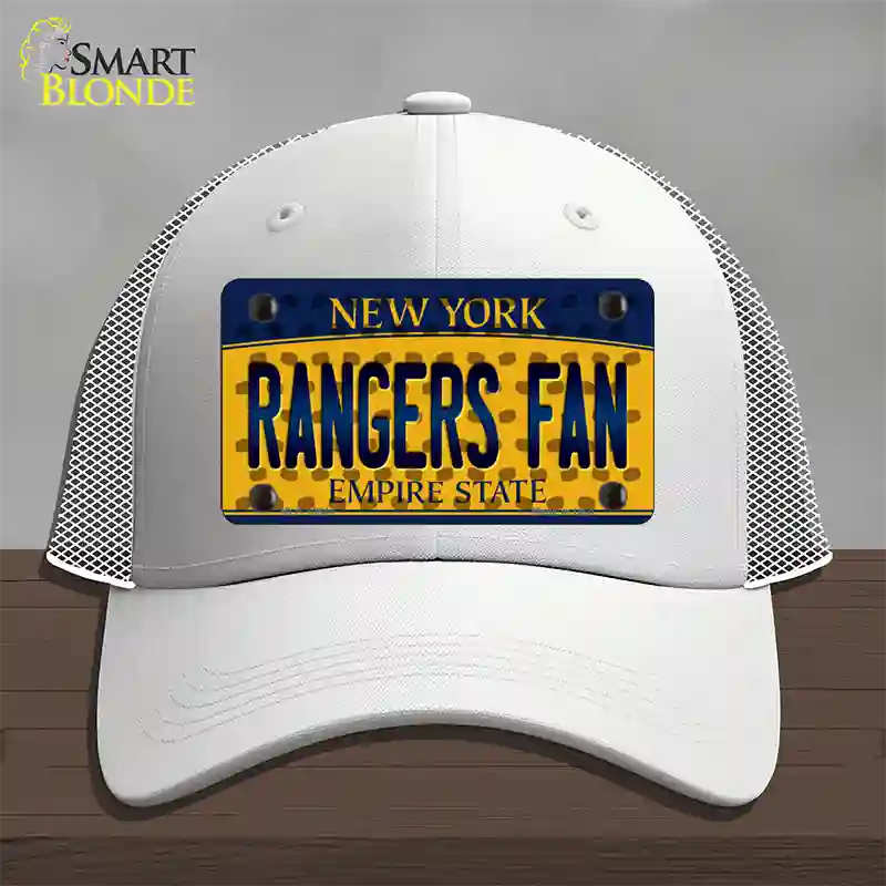 Rangers Fan New York Novelty License Plate Hat Mesh / White