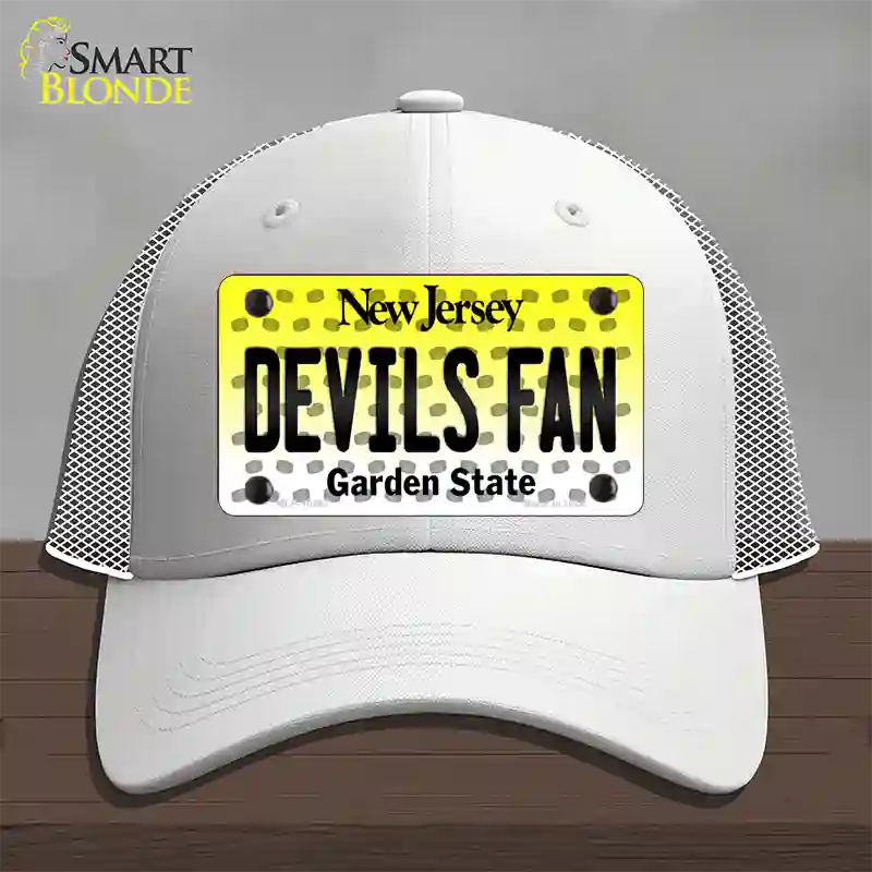 Devils Fan New Jersey Novelty License Plate Hat Mesh / White