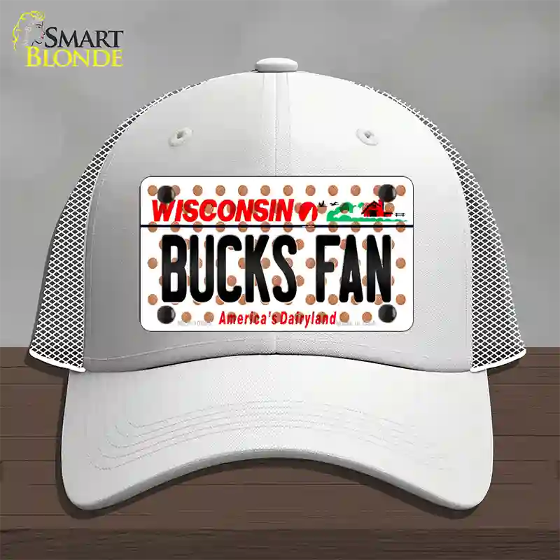 Bucks Fan Wisconsin Novelty License Plate Hat Mesh / White