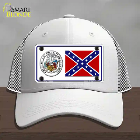 Confederate Flag Arkansas Seal Novelty License Plate Hat Mesh / White