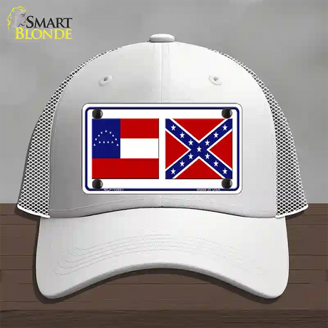 Confederate Robert E Lee Flag Novelty License Plate Hat Mesh / White