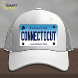 Connecticut State Novelty License Plate Hat Mesh / White