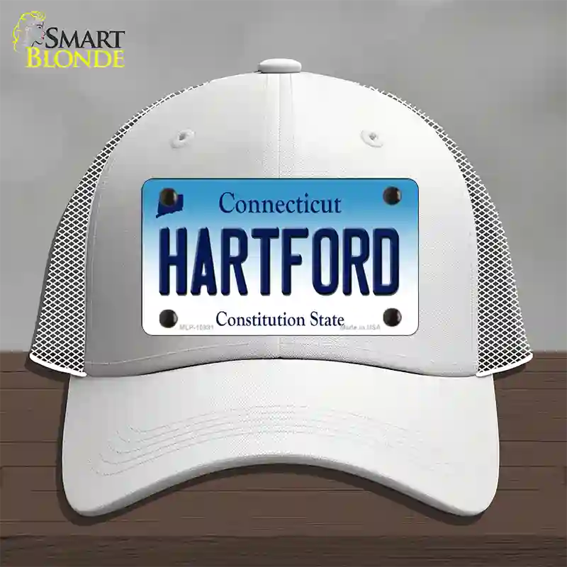 Hartford Connecticut Novelty License Plate Hat Mesh / White