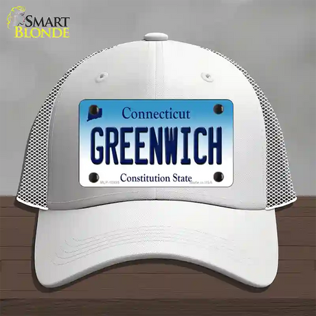 Greenwich Connecticut Novelty License Plate Hat Mesh / White