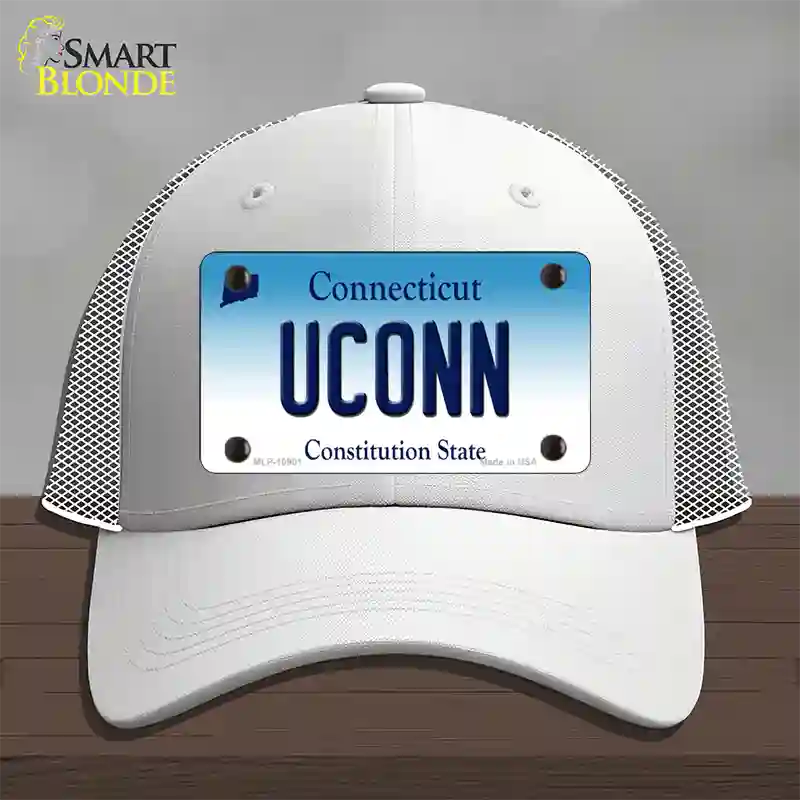 UConn Connecticut Novelty License Plate Hat Mesh / White