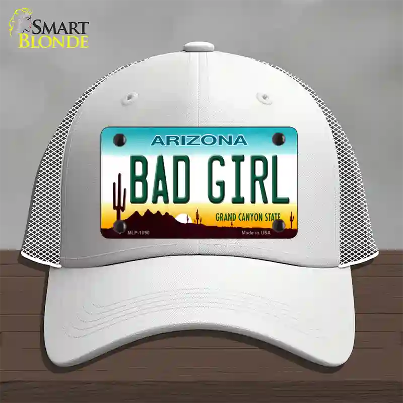 Bad Girl Arizona Novelty License Plate Hat Mesh / White