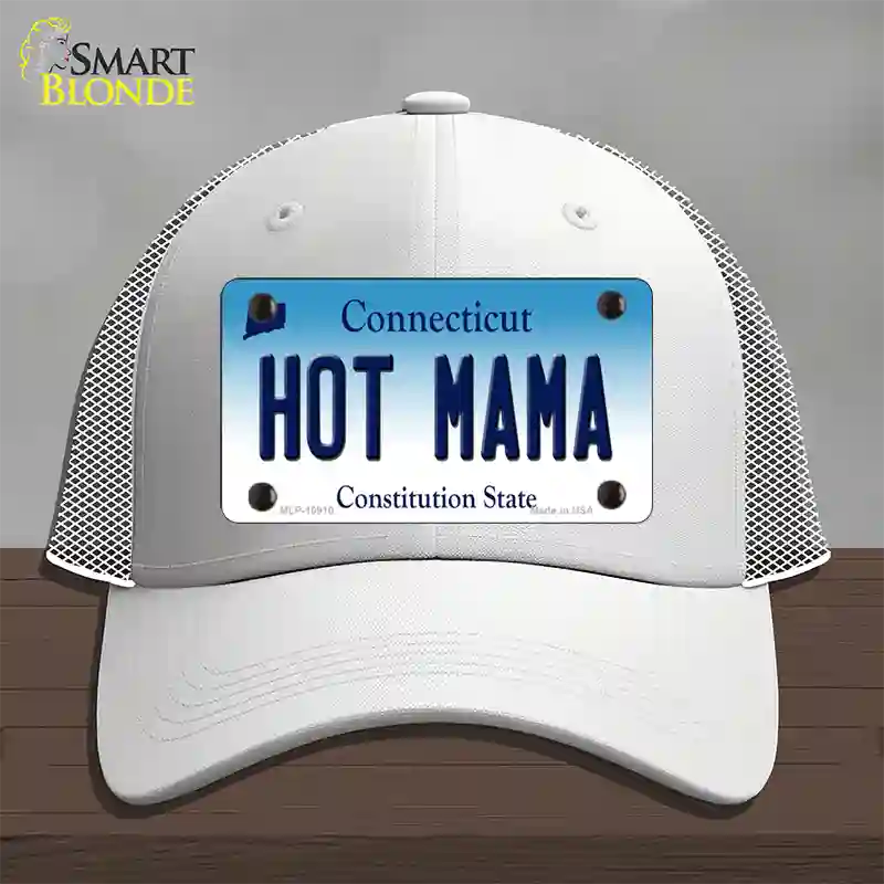 Hot Mama Connecticut Novelty License Plate Hat Mesh / White