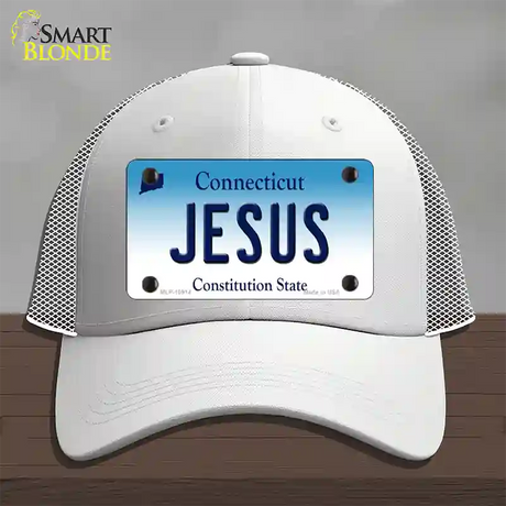 Jesus Connecticut Novelty License Plate Hat Mesh / White