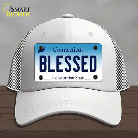 Blessed Connecticut Novelty License Plate Hat Mesh / White