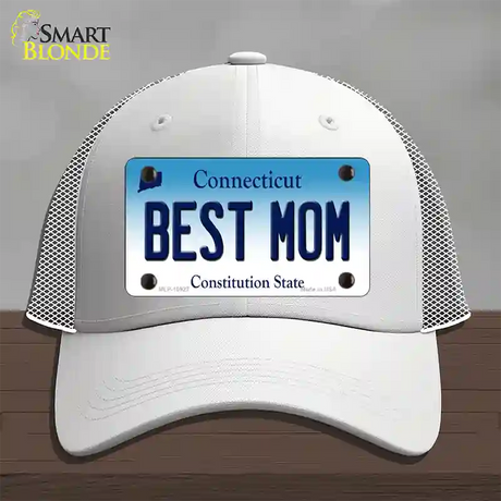 Best Mom Connecticut Novelty License Plate Hat Mesh / White