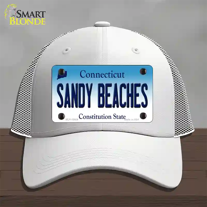 Sandy Beaches Connecticut Novelty License Plate Hat Mesh / White